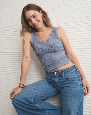 American Eagle Lacy Scoop Neck Tank thumbnail 1