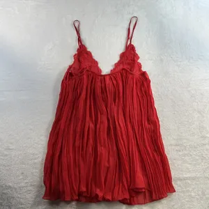 Victoria's Secret Babydoll L Large Cami Top Lace Pleated Lingerie‎ Satin Bow Red thumbnail 12