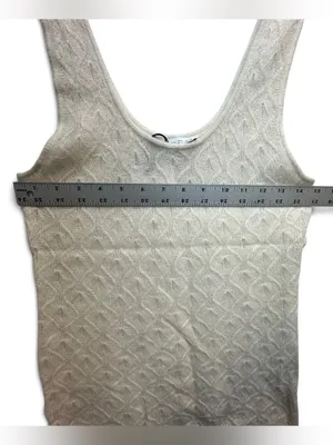 Zara Wool Alpaca Pointelle Knit Tank Top Women’s L White Sleeveless NWT thumbnail 5