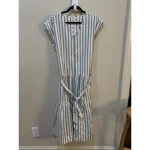 Haven Well Within Organic Cotton Poplin Stripe Tiered‎ Midi Dress Size Large thumbnail 5