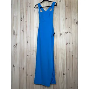 NWT Lulus Glamorous Dedication Blue Sleeveless Column Maxi Dress Wedding Size L thumbnail 3
