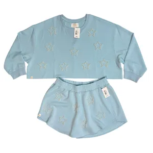 Simply Southern Ice‎ Blue Pearl Star Crop Sweatshirt and Skort Set XL NEW thumbnail 10