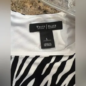 White House Black Market Zebra Print Top L Exposed Zipper Stretch Lined Blouse thumbnail 6