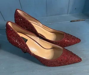 White House Black Market Red Crystal Embellished Pointed Pumps | Size 7 thumbnail 1