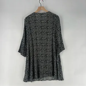 SAGE The Label Black White Abstract Tribal Print Lace-Up V-Neck Tunic‎ Top thumbnail 8