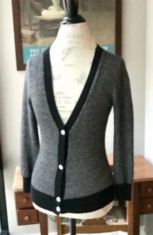 J Crew Gray V-neck Cardigan with Four Button Closure Sz S thumbnail 1