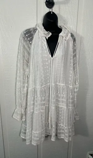 Zara White Lace Overlay Dress Size Small EUC thumbnail 1