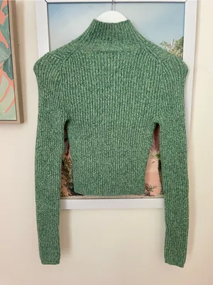 Aerie Late Night Quarter Zip Sweater Green Size Small thumbnail 5
