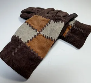 Vintage Faux Suede Gloves Orvis Womens One Size Patchwork Brown Boho Western thumbnail 1