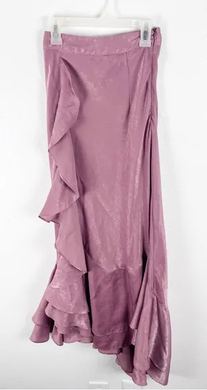 WE ARE KINDRED Frenchie Asymmetrical Ruffle Trim Maxi Skirt Size 0 Boho Chic thumbnail 1