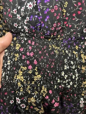 No Boundaries Juniors Women Smocked Peasant Top Shirt Black Floral L Boho thumbnail 3