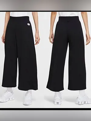 Nike Black Wide-Leg Cropped Jogger Pants thumbnail 2
