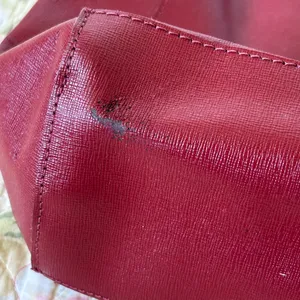 Fiore genuine Red Leather Tote red Crimson Grunge thumbnail 12