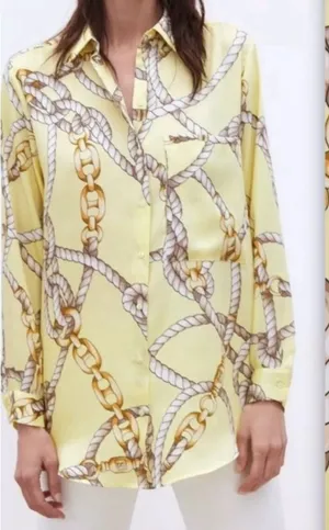 Zara XSmall Yellow satin blouse thumbnail 1