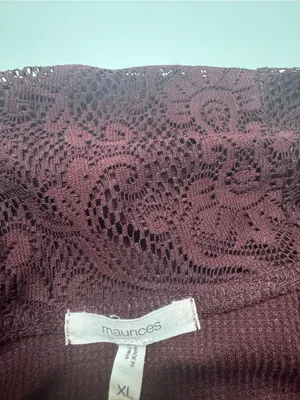 Maurices Lace-Trim Cowl Neck Tunic - Burgundy thumbnail 4