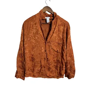 L*Space In Your Dreams Pajama Set size S in Amber Palm Jacquard Satin Lounge thumbnail 2