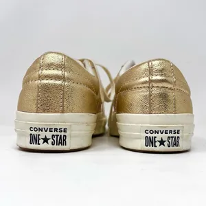 Converse One Star Metallic Gold Egret Leather Low 161589C Skate Sneaker 7 thumbnail 4