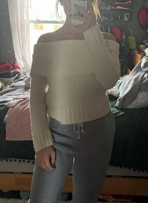 Anthropologie off the shoulder sweater thumbnail 1