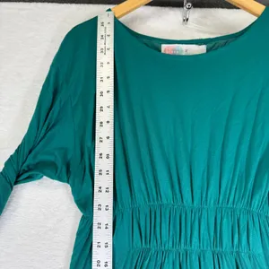 FP Beach Free People Teal Green Smocked Waist High-Low Maxi Dress XS Long Sleeve thumbnail 5
