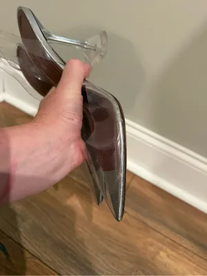 Amina Muaddi Clear PVC Pointed Holli Glass slingback Heels size Italian 36 thumbnail 6