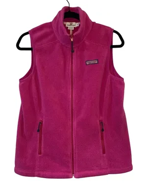 Vineyard Vines Pink Fleece Vest Womens Small Full Zip‎ Sherpa Preppy Outdoor thumbnail 1