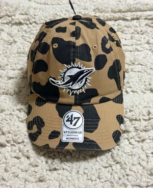 ’47 Brand Miami Dolphins Women's leopard print Clean Up Adjustable Hat thumbnail 2