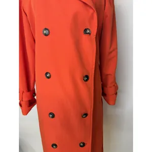 H&M Womens Orange Double Breasted Belted Long Trench Coat XS P/N 11152047 thumbnail 6