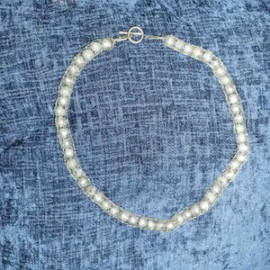 Metal Mesh Silver Textured Threaded Bead Necklace thumbnail 10