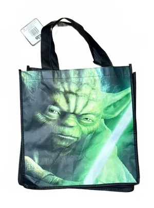 Star Wars Yoda Reusable Tote Bag Green Lightsaber Shopping Bag New With Tags thumbnail 1