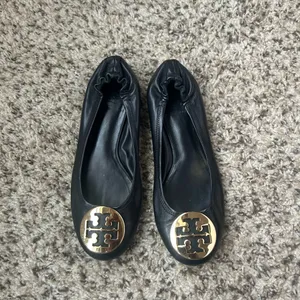 Tory Burch Black Flats with Gold Logo thumbnail 5
