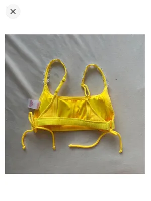 Yellow ribbed daisy bikini top thumbnail 7
