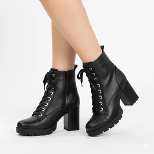 Sincerely Jules Racer Black Lace Up Combat Boots Chunky Heel Ankle Booties 6.5 thumbnail 1
