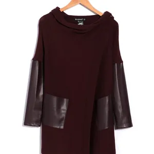 BLANKNYC Denim Faux Leather Trim High/Low‎ Cardigan thumbnail 5