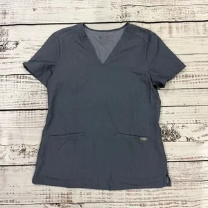 FIGS Casma 3 Pocket Women's V-Neck Scrub‎ Top Gray Small Short Sleeve Workwear thumbnail 1