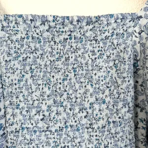 Old Navy Womens Shirt Blouse Blue Floral Puff Sleeve Smocked Back Size XXL thumbnail 7