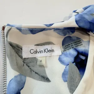 Calvin Klein Blue Floral Stretch Scuba Sleeveless Sheath Dress Office Wedding 6 thumbnail 9