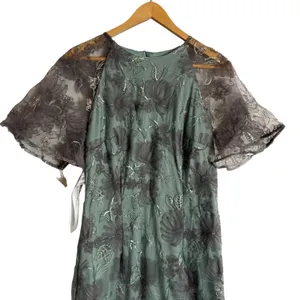 JS Collections Remy Sage Embroidered Flutter Sleeve Sheath Cocktail Midi Dress 6 thumbnail 6