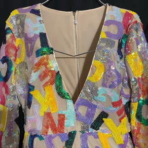 Unbranded Colorful Sequined Alphabet Letters Formal Ladies Party Dress size L thumbnail 3