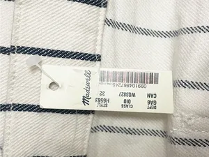 Madewell Emmett Button Front Shorts 32 Ivory Navy Stripe High Rise Stretch NWT thumbnail 8