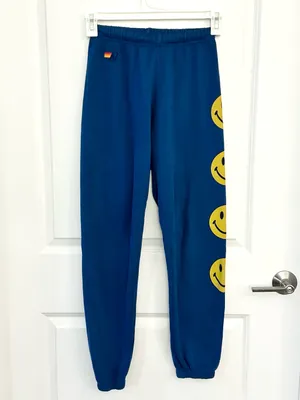 Aviator Nation Women’s Smiley 2 Sweatpants Jogger Royal Navy Blue Small thumbnail 4