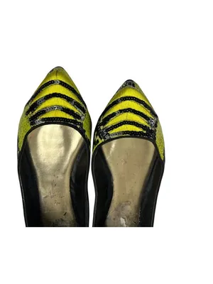 Embroidered Womens Size 6.5 Snake Ballet Casual Flats Green & Black thumbnail 8