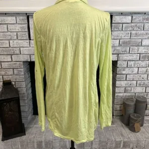 Lulu-B Womens Lightweight Tab‎ Sleeve Button Up Top Green Small Gauzy thumbnail 4