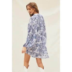 Aritzia Dress Forum Women Mini‎ Cottagecore Dress Medium Blue Paisley Western thumbnail 2