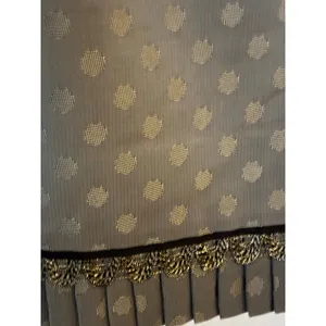 Judith Auburn Original Metallic Gold Polka Dot Pencil Skirt Pleated Hem Green M thumbnail 3