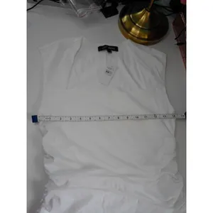 LOFT Versa White Square Neck Ruched Sleeveless Bodysuit L NWT‎ Clean Girl Base thumbnail 7