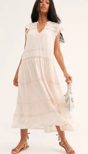 Free People Midnight Midi Maxi Dress‎ Light Pink Women’s Size S thumbnail 1