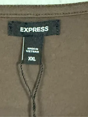 Express Shirt Women Size XXL Brown Square Neck Long Sleeve Top Stretch Fitted thumbnail 2
