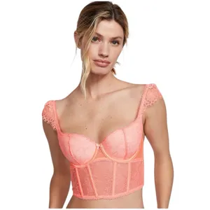VICTORIA’S SECRET Dream Angels Lace Cap Sleeve Corset Top Neon Nectar Size M DD thumbnail 12