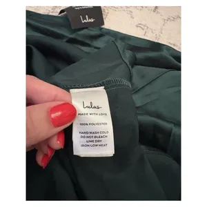 Lulus Captivating Presence Cowl Back Satin Maxi Dress small Green Formal NWT thumbnail 11