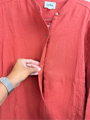 Noflik NWT 100% Cotton Relaxed Oversized Half Button-Up Tunic Top Size M thumbnail 4